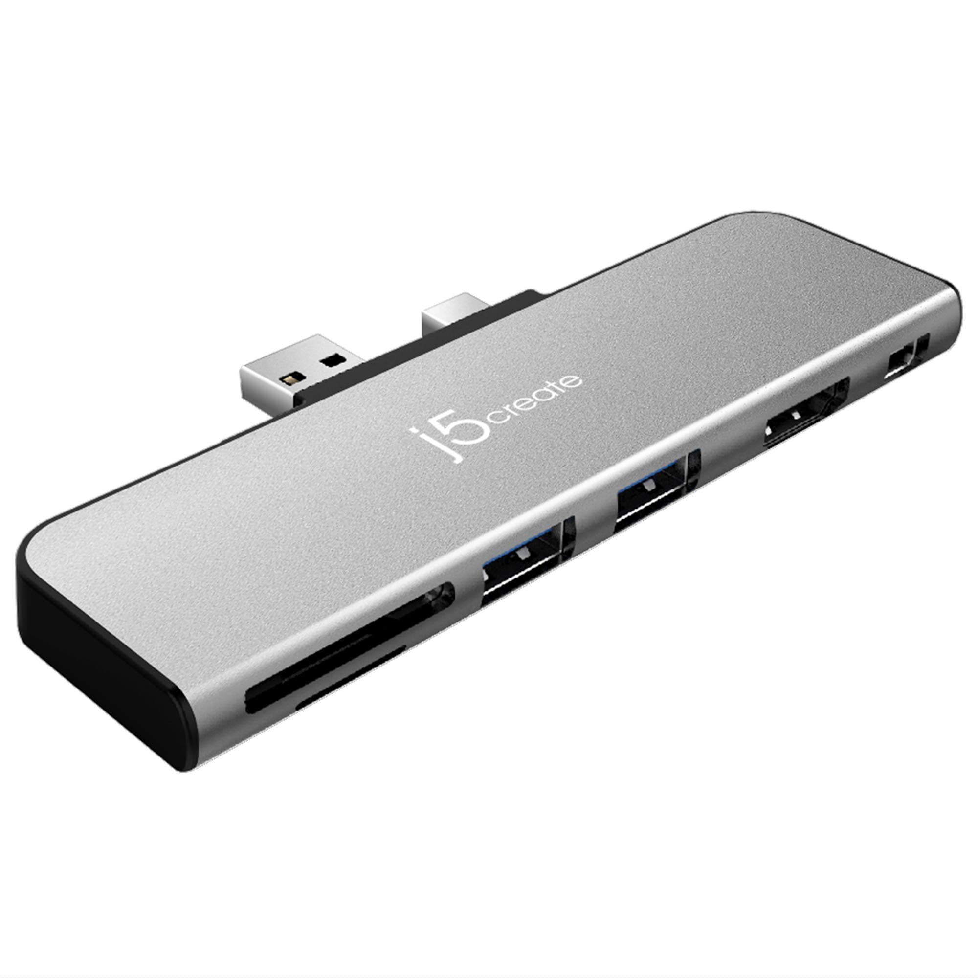 Докинг станция j5create JDD320B, 2x USB A, 1x Mini DisplayPort, 1x HDMI, 1x SD/MicroSD четец, черен, за Surface Pro 4/5/6