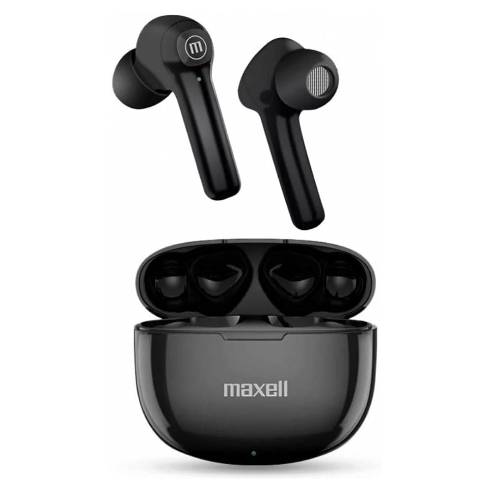 Слушалки Maxell Dynamic Black, безжични, Bluetooth, микрофон, тип "тапи", до 12 часа време за работа, черни
