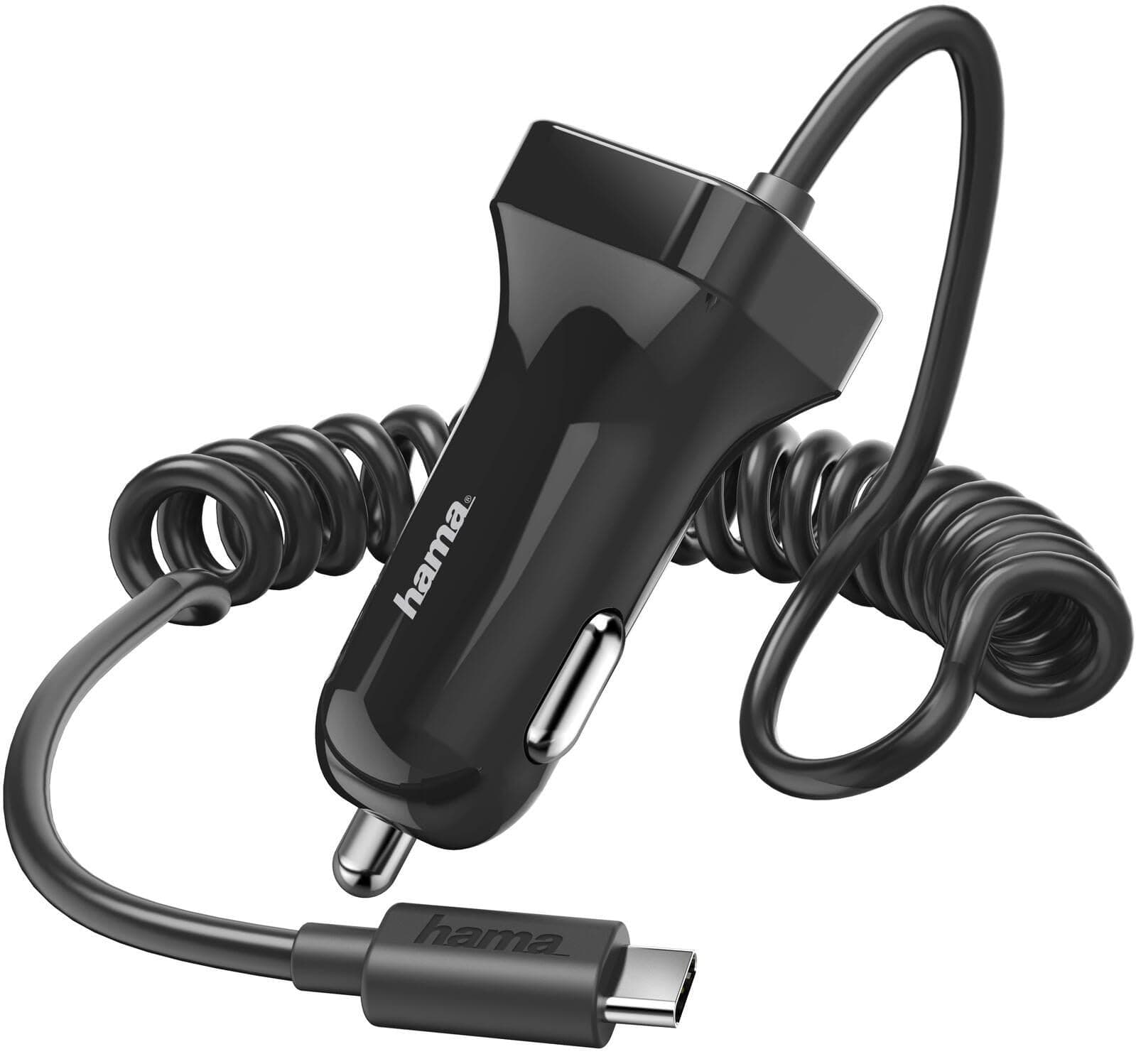 Зарядно за кола HAMA 201609, от автомобилна запалка към USB-C(м), 5V, 2.4A, 1m, 12W, черно