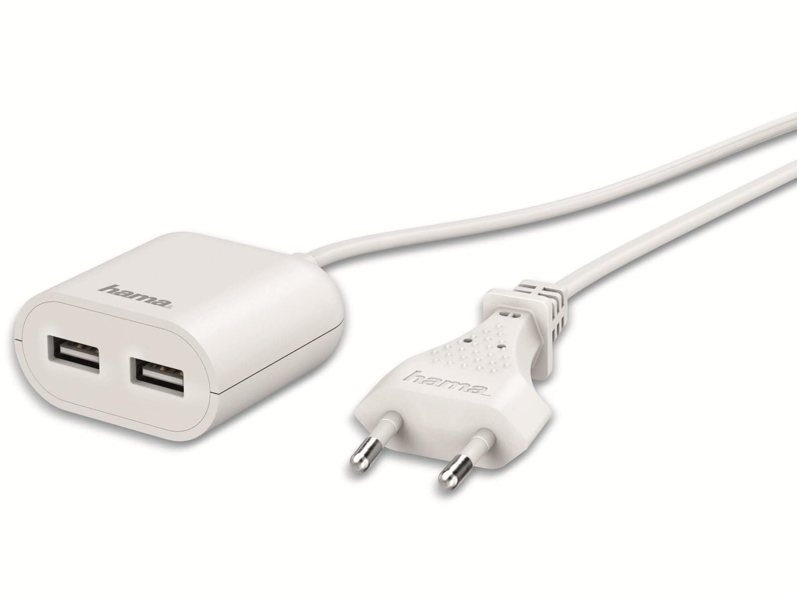 Зарядно устройство HAMA 223203, от контакт към 2x USB-A(ж), 5V, 2.4А, бял