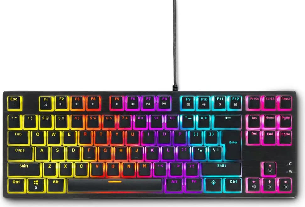 Клавиатура Spartan Gear Lochos 2 RGB TKL, механична, Xinda Red суич, гейминг, LED подсветка, черна, USB