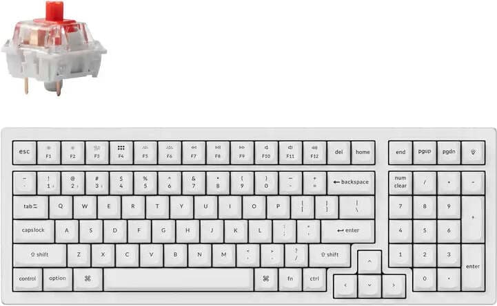 Клавиатура Keychron K4 Pro QMK/VIA (K4P-O1), жична/безжична, механична, Hot-Swappable K Pro Red суич, гейминг, бяла подсветка, бяла, Bluetooth, USB