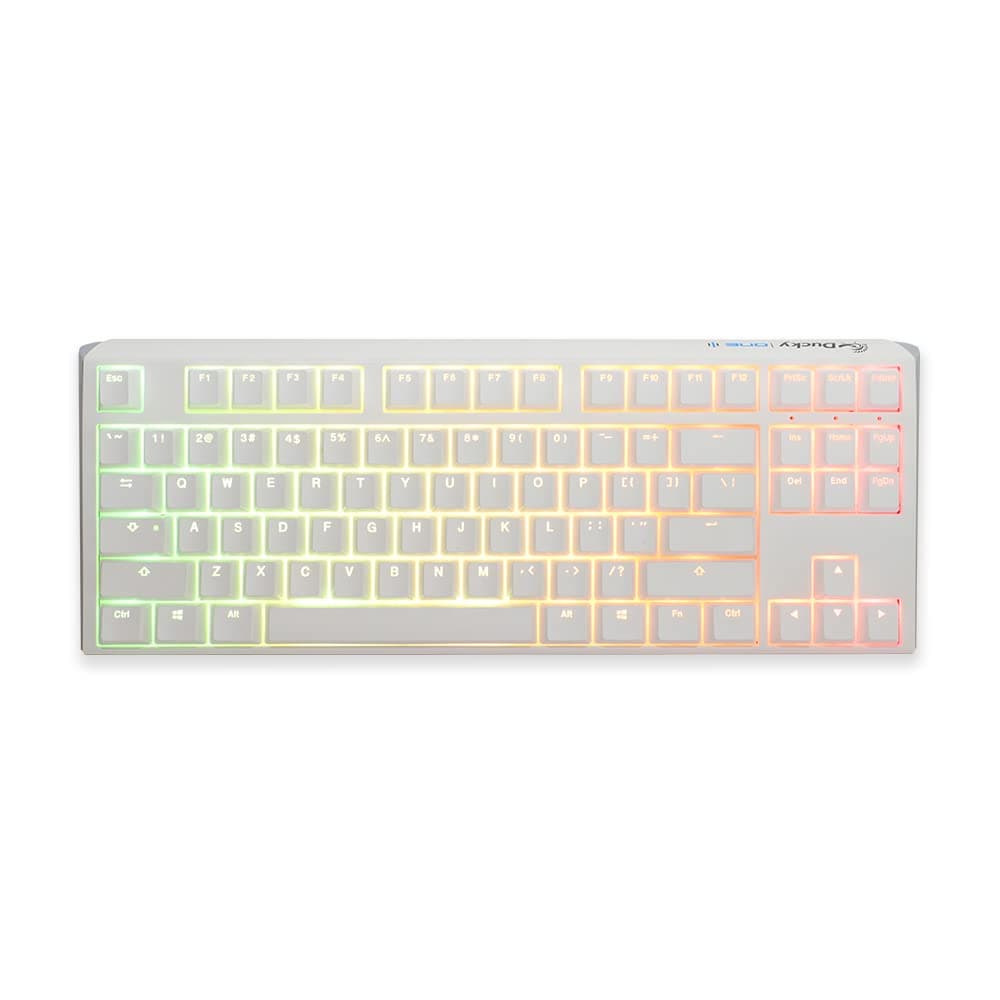 Клавиатура Ducky One 3 Pure White TKL, жична, гейминг, механична, Hotswap Cherry MX Clear суичове, RGB подсветка, бяла, USB