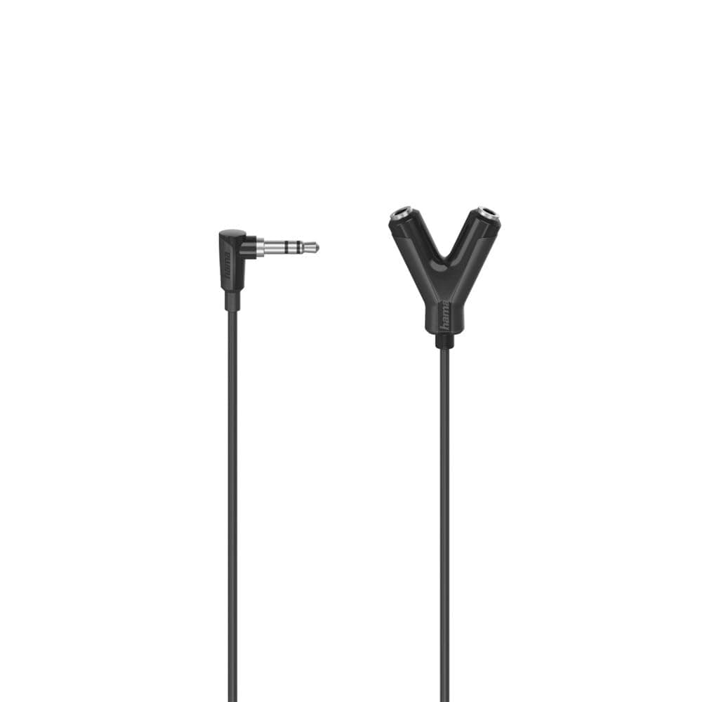Кабел Hama 205190, от 1x AUX(м) към 2x AUX(ж), 0.2m, черен