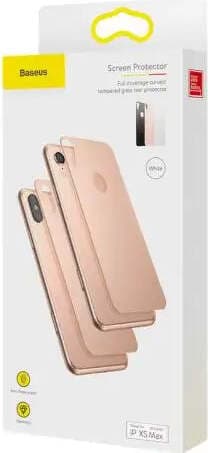 Калено стъклено защитно покритие за задната част на iPhone XS Max - Baseus Back Glass Film (бял)