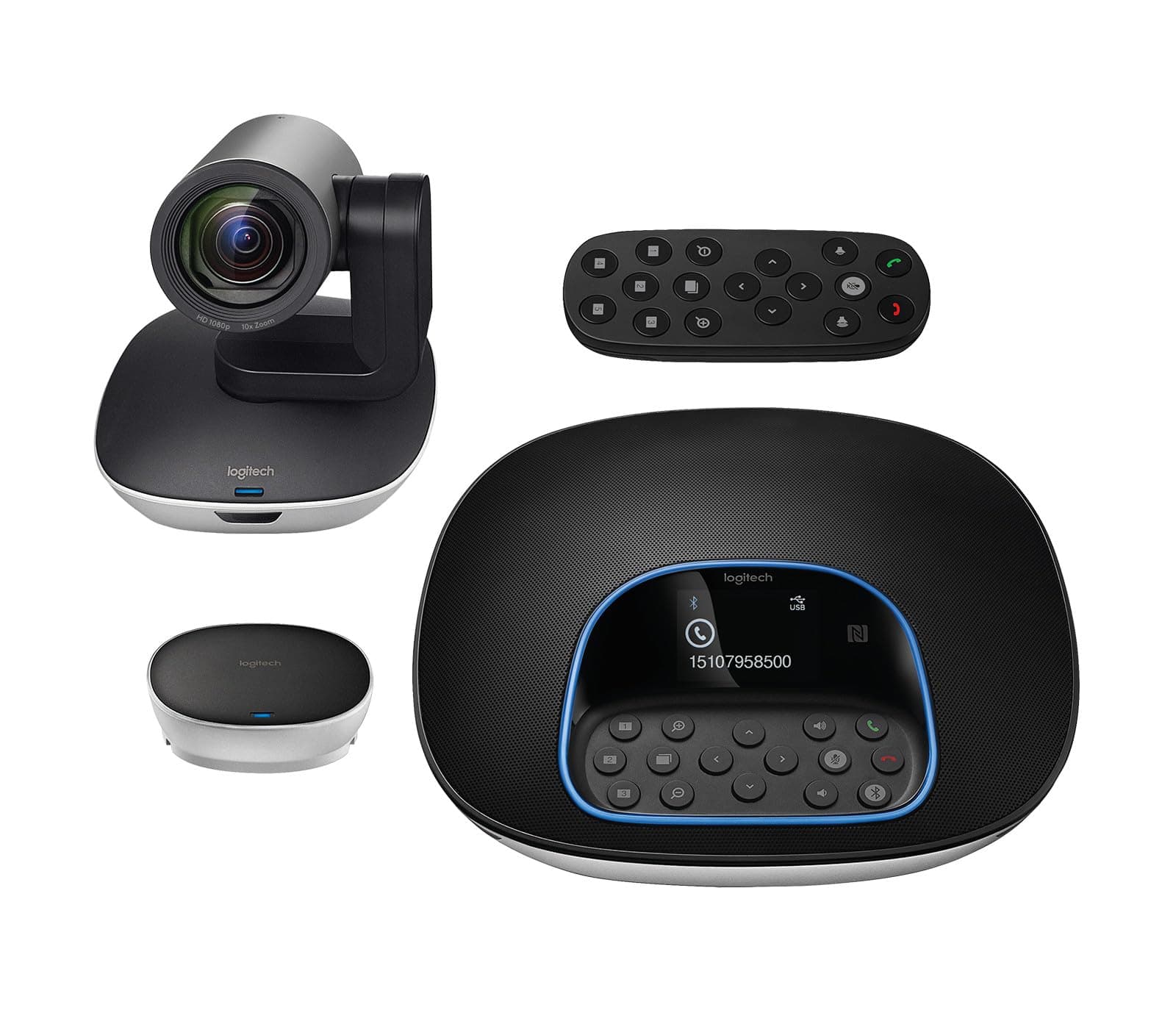 Logitech ConferenceCam Group, Full HD, До 14 места, Дистанционно управление, HD Zoom, Автофокус, Черен