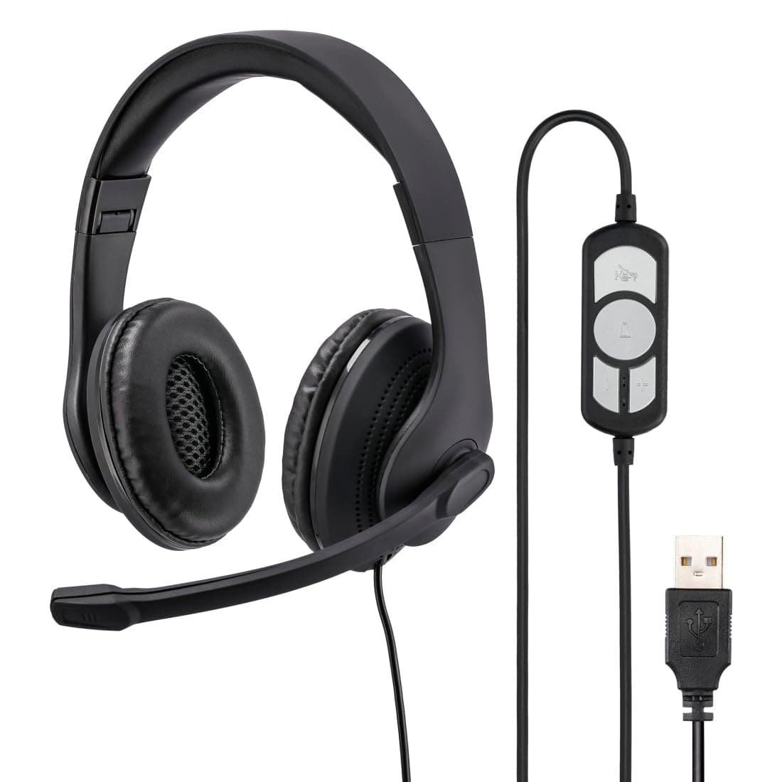 Слушалки Hama HS-USB300, микрофон, USB, черни