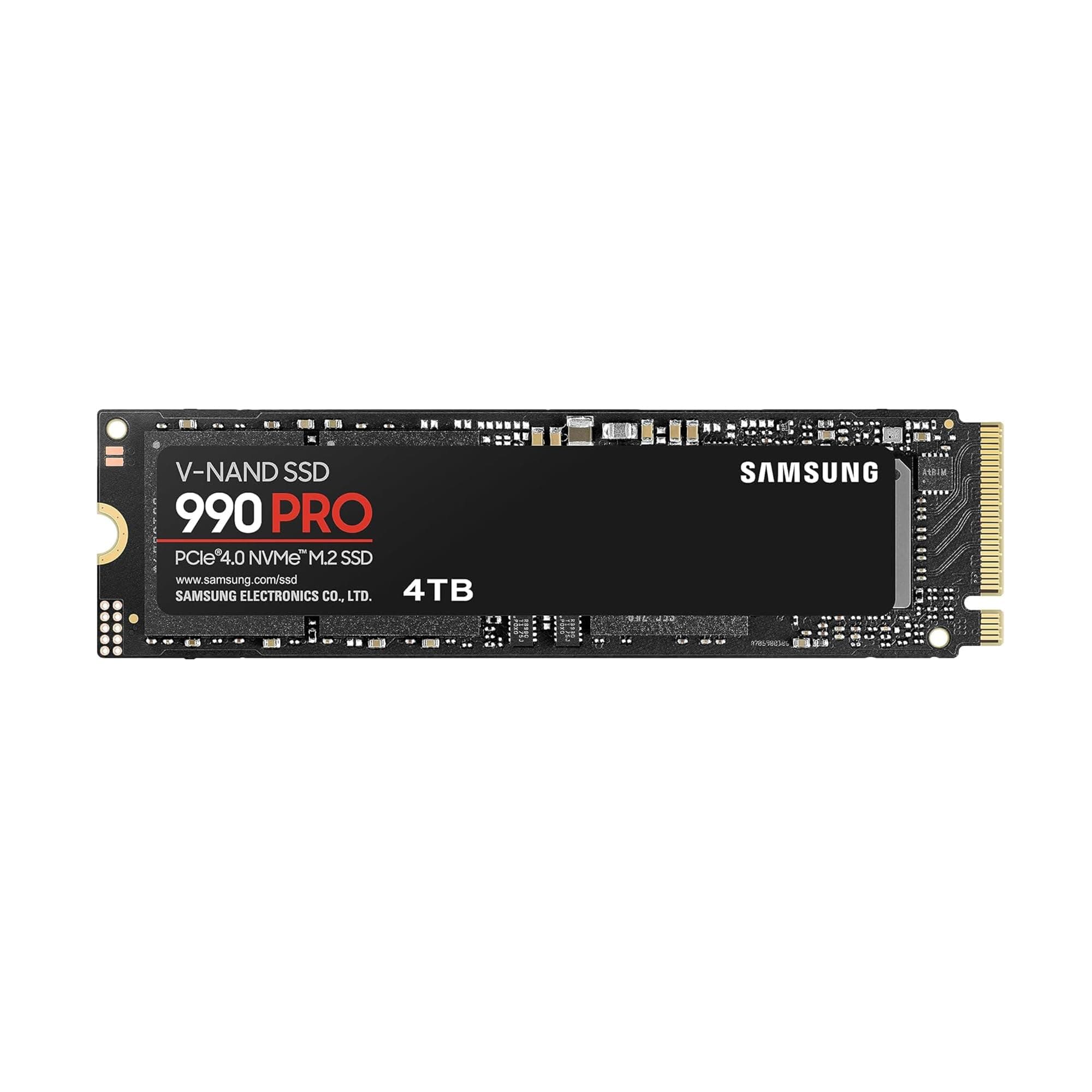 Samsung SSD 990 PRO 4TB PCIe 4.0 NVMe 2.0 M.2 V-NAND 3-bit MLC, 256-bit Encryption, Четене 7450 MB/s Запис 6900 MB/s
