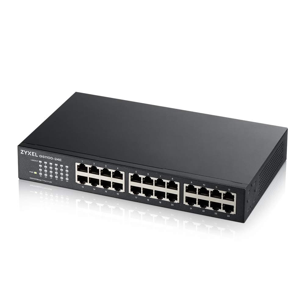ZyXEL GS1100-24E 24-port Gigabit Unmanaged switch v3, Fanless, 802.3az (Green), desktop/19" rackmount