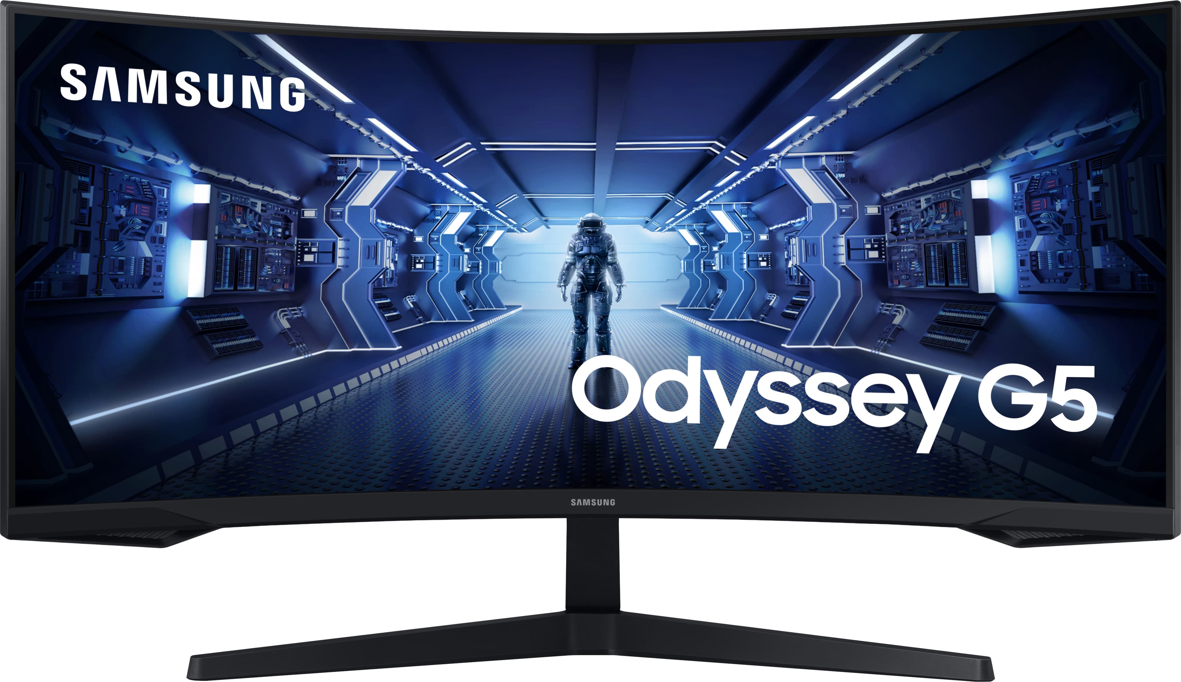 Samsung LC34G55T, 34" CURVED VA, 1000R, 165 Hz, 1 ms MPRT, 21:9, 3440 x 1440, HDR10, 250 cd/m2, 2500:1 контраст, Mega DCR, Eye Saver, Flicker Free, FreeSync Premium, Black Equalizer, Low Input Lag, DP 1.4, HDMI 2.0, слушалки, 178°/178°, черен