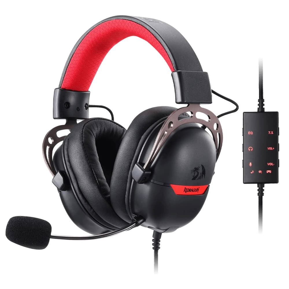 Слушалки Redragon Aurora H376, USB, микрофон, 40mm мембрани, гейминг, 7.1 Surround Sound, RGB подсветка, черни