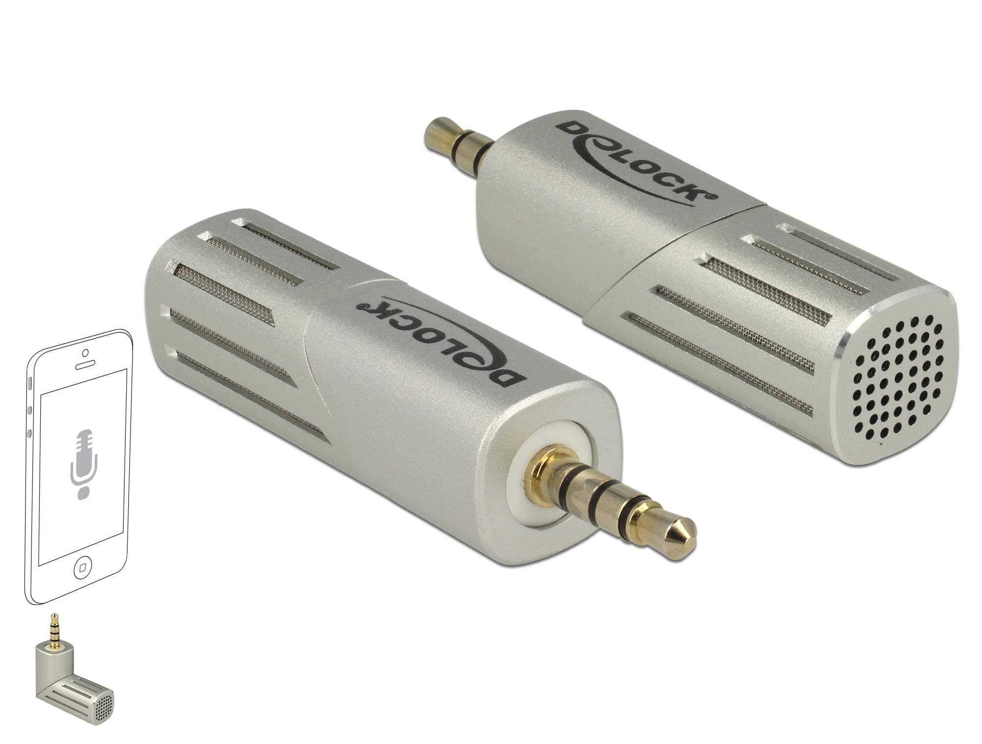 Микрофон DeLock Condenser Microphone, за смартфон/таблет, 3.5mm jack, сребрист