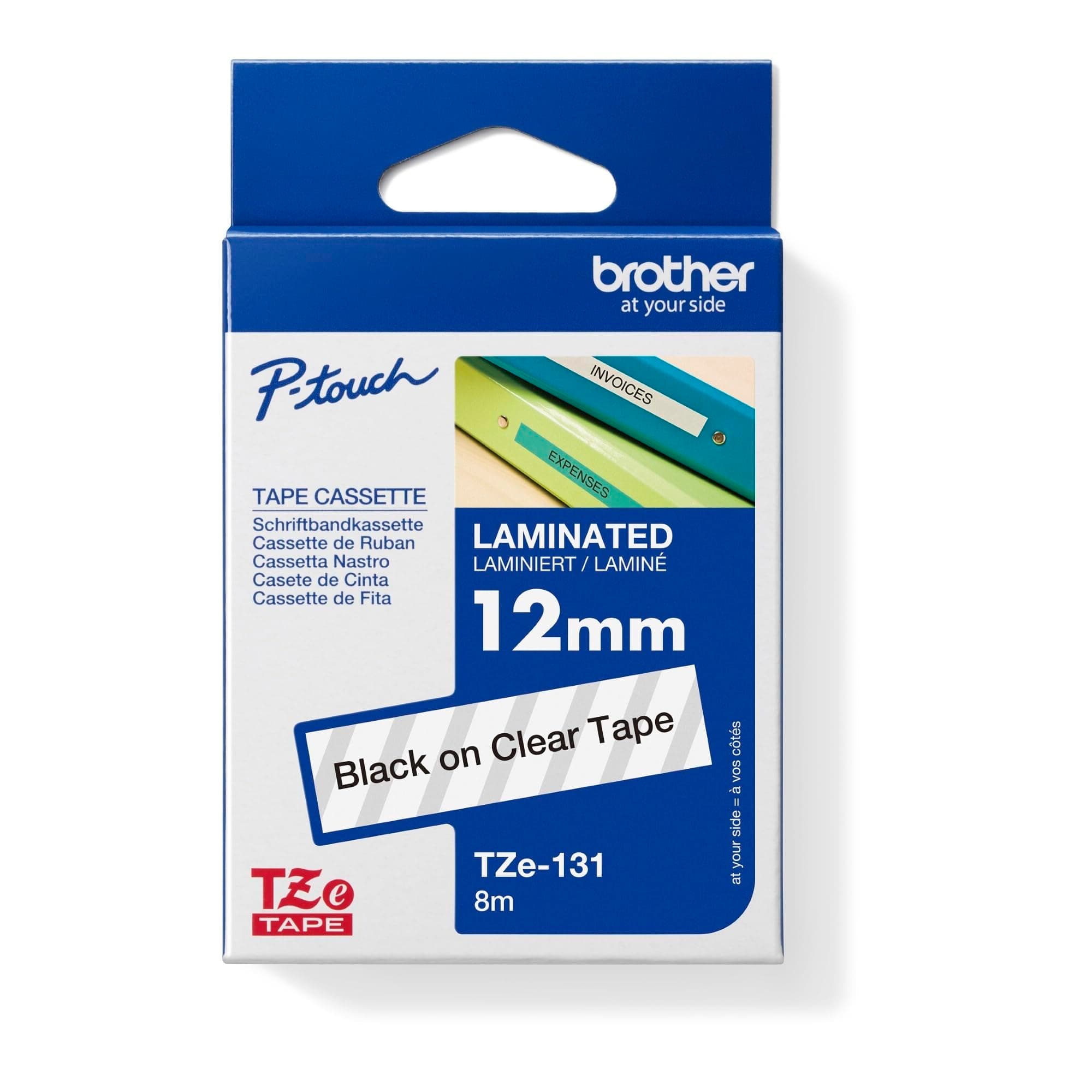 Brother TZe-131 Tape Black on Clear Laminated 12mm - Eco