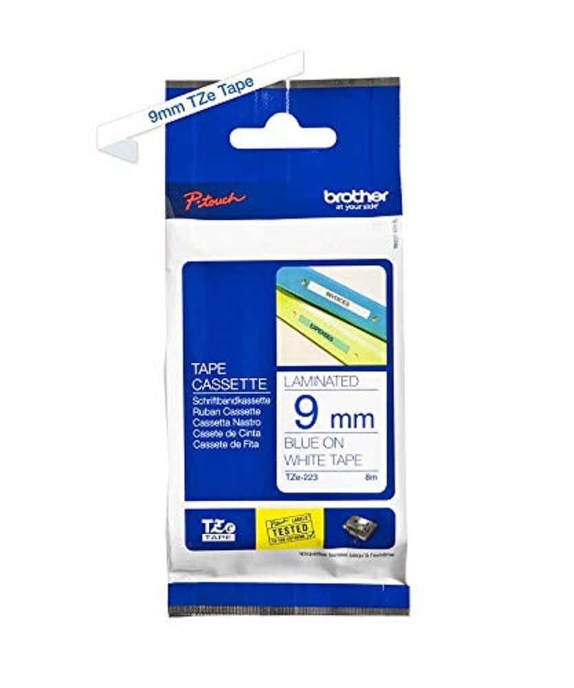 Brother TZe-223 Tape Blue on White, Laminated, 9mm, 8m - Eco