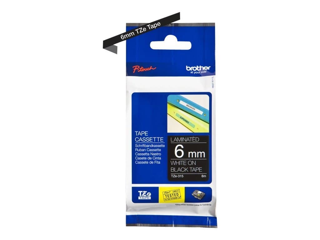 Brother TZe-315 Tape White on Black, Laminated, 6mm, 8m - Eco