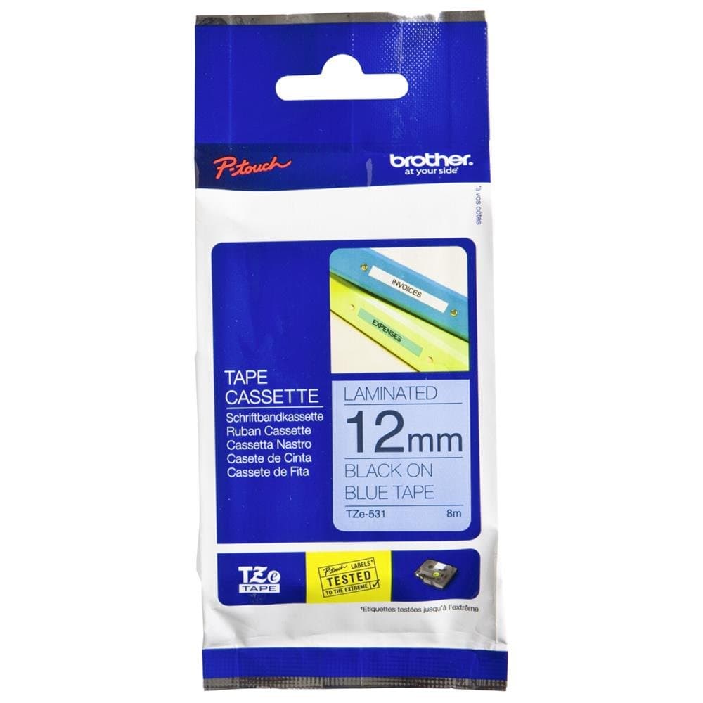 Brother TZe-531 Tape Black on Blue, Laminated, 12mm, 8m - Eco