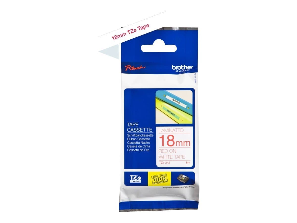 Brother TZe-242 Tape Red on White, Laminated, 18mm, 8m - Eco