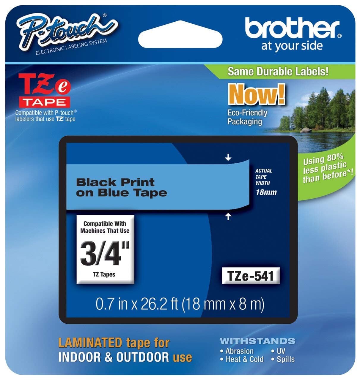 Brother TZe-541 Tape Black on Blue, Laminated, 18mm, 8 m - Eco