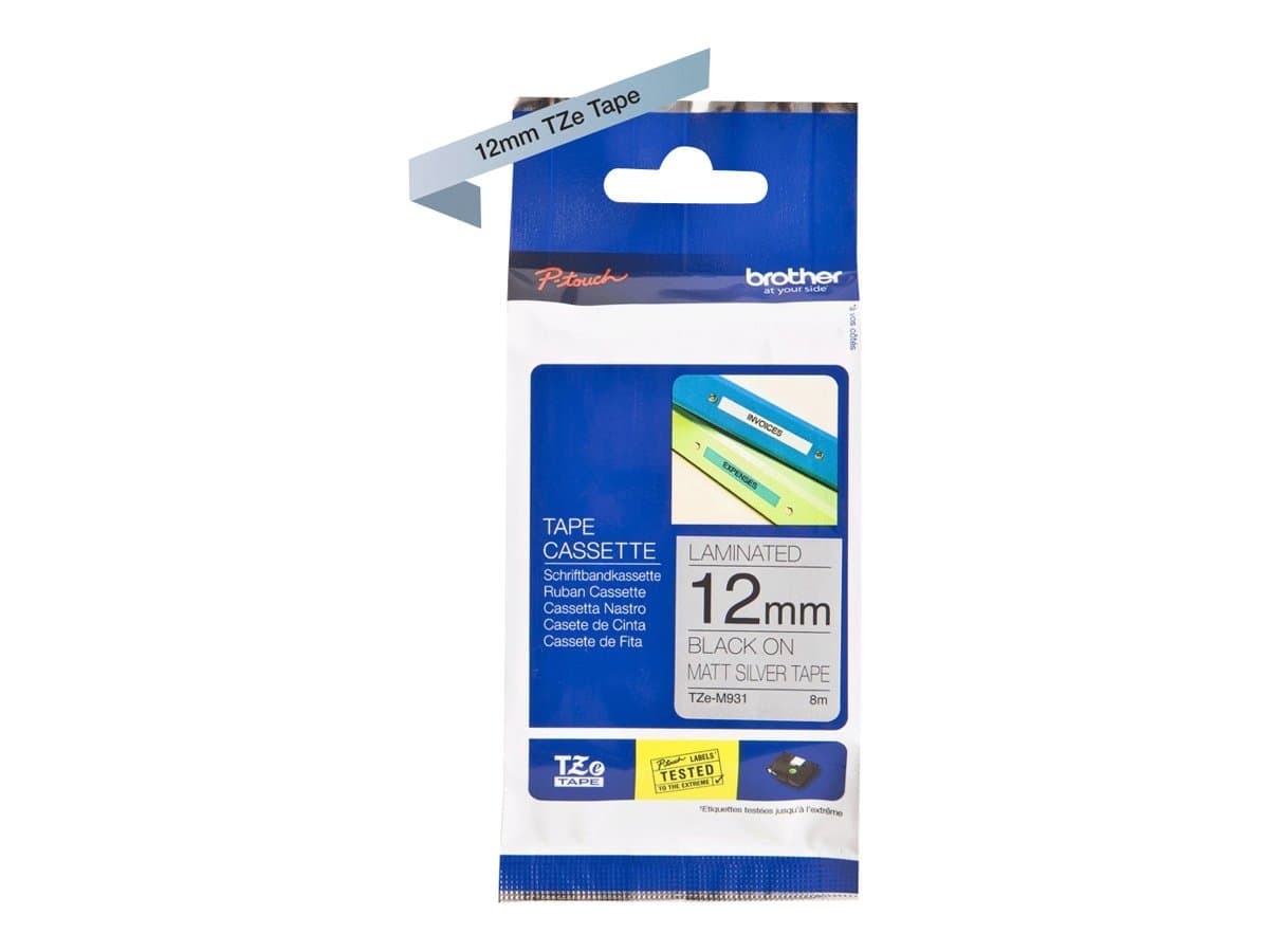 Brother TZe-M931 Tape Black on Silver (Matt), Metalic, 12 mm, 8 m
