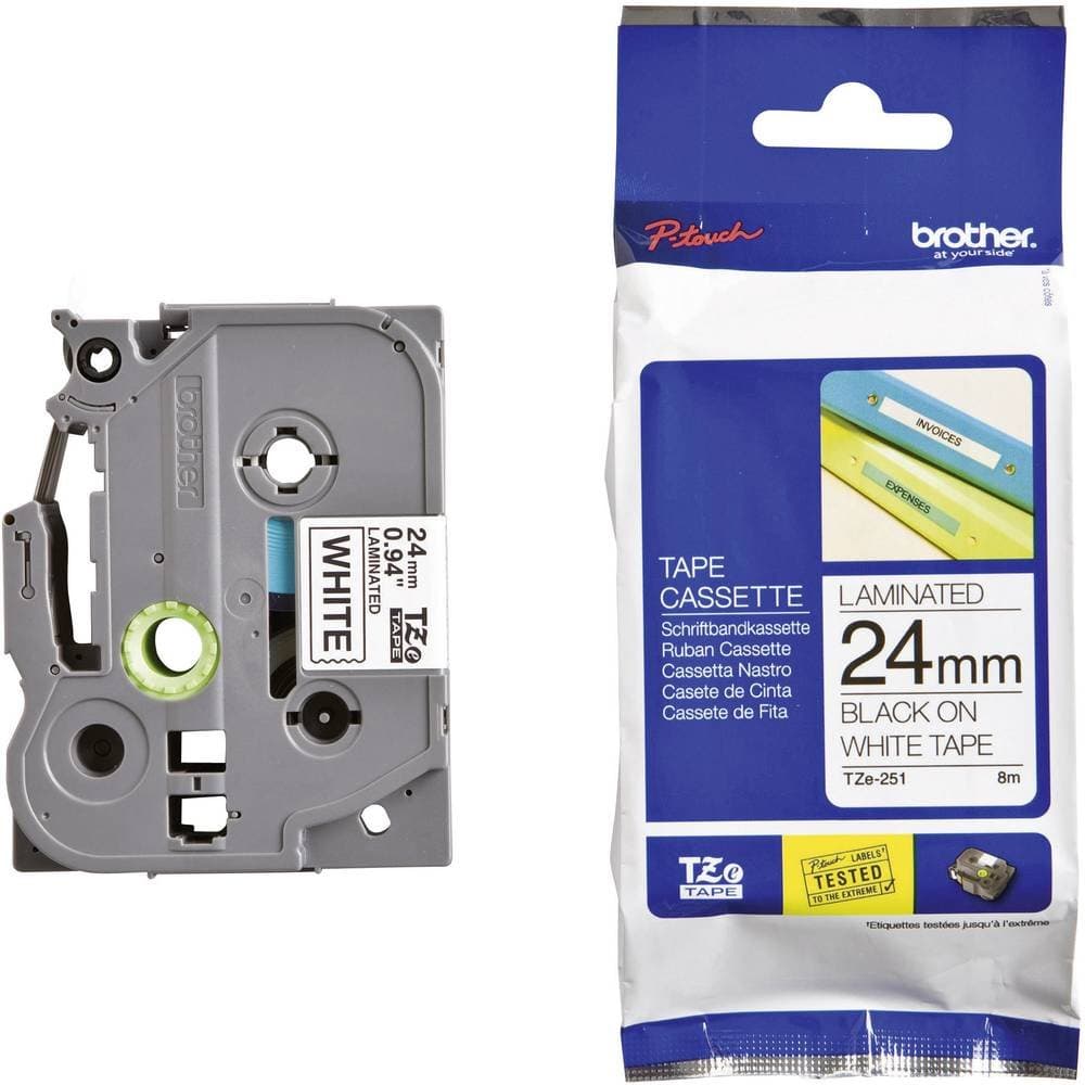 Brother TZe-251 Tape Black on White, Laminated, 24mm - Eco