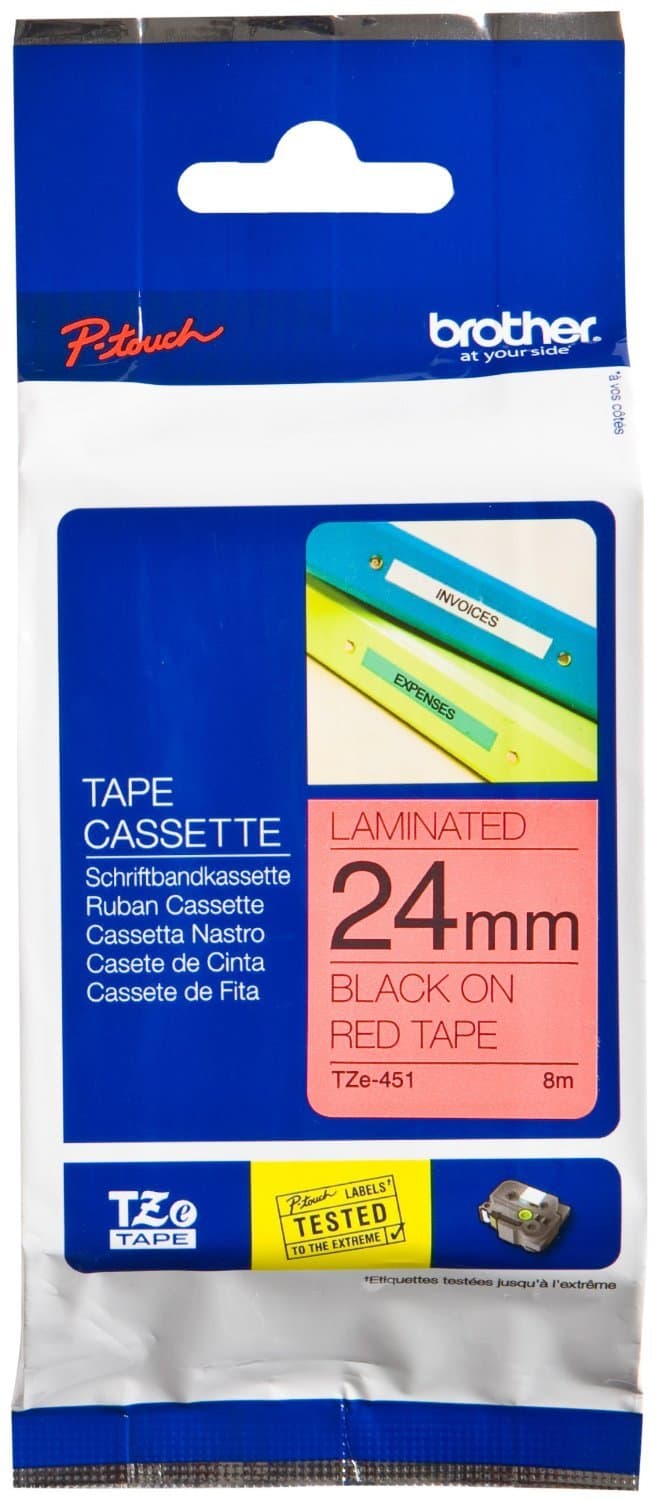 Brother TZe-451 Tape Black on Red, Laminated, 24mm, 8 m - Eco