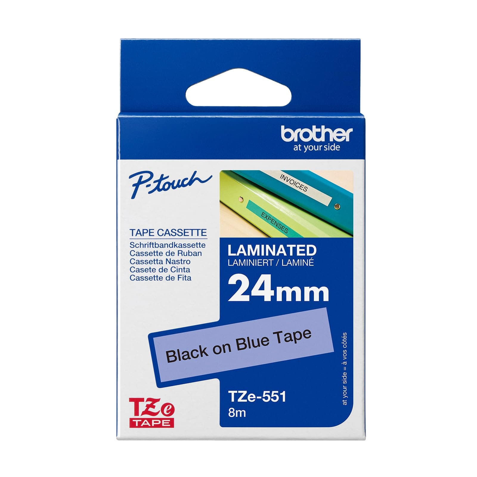 Brother TZe-551 Tape Black on Blue, Laminated, 24mm, 8 m - Eco