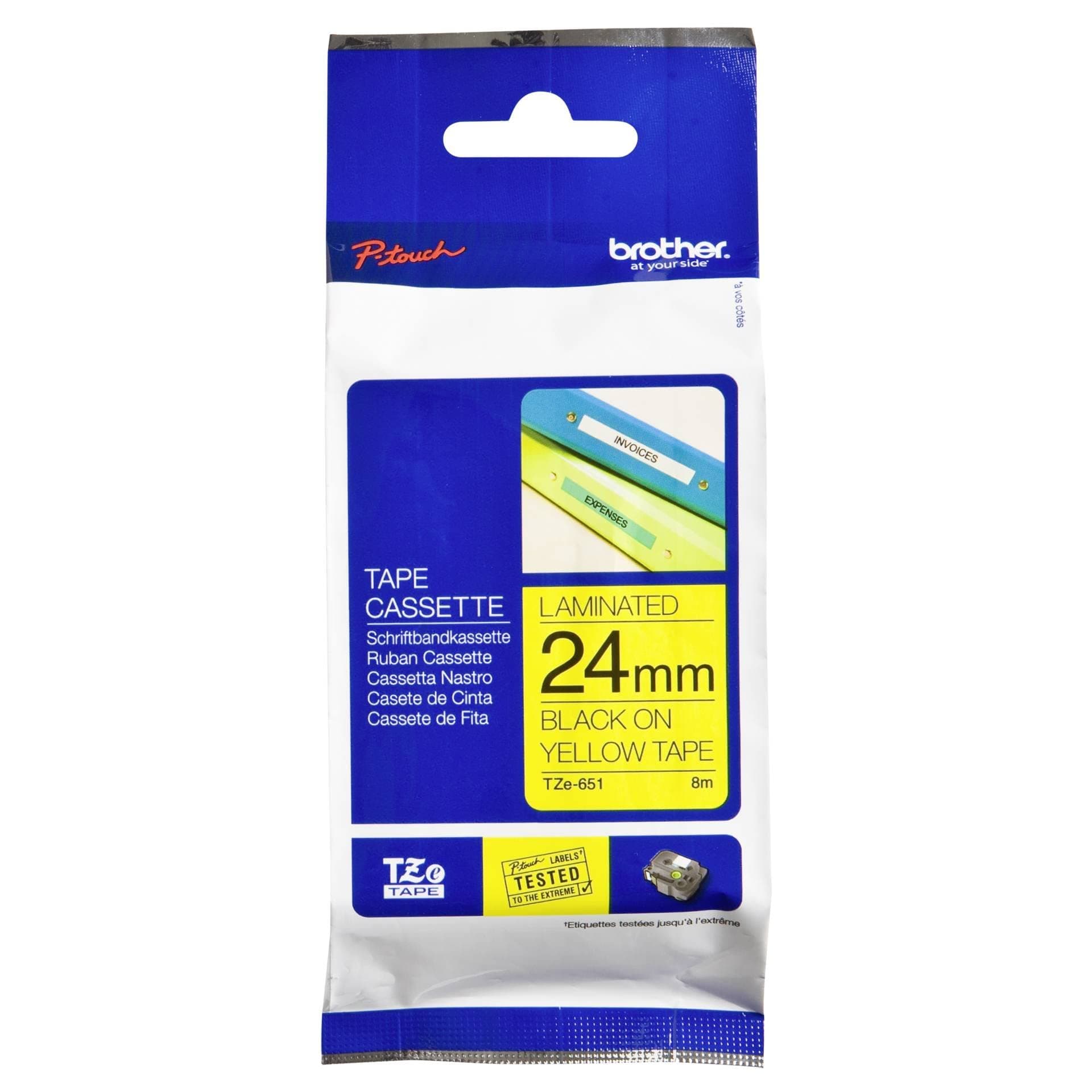 Brother TZe-651 Tape Black on Yellow, Laminated, 24mm - Eco