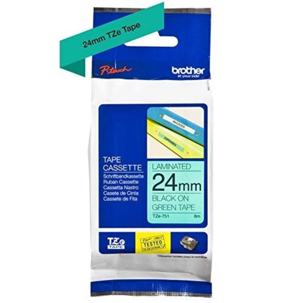 Brother TZe-751 Tape Black on Green, Laminated, 24mm, 8 m - Eco