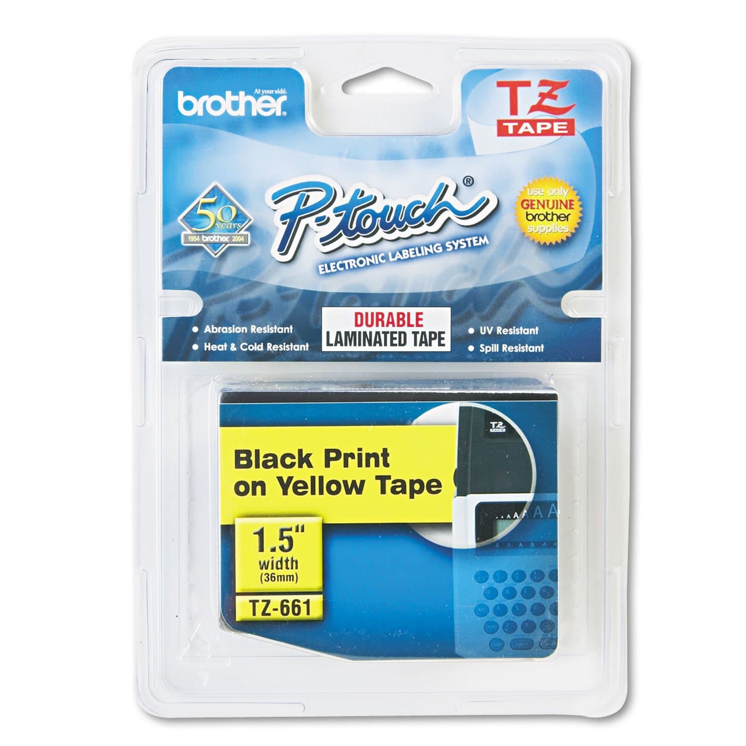 Brother TZe-661 Tape Black on Yellow, Laminated, 36mm, 8 m - Eco