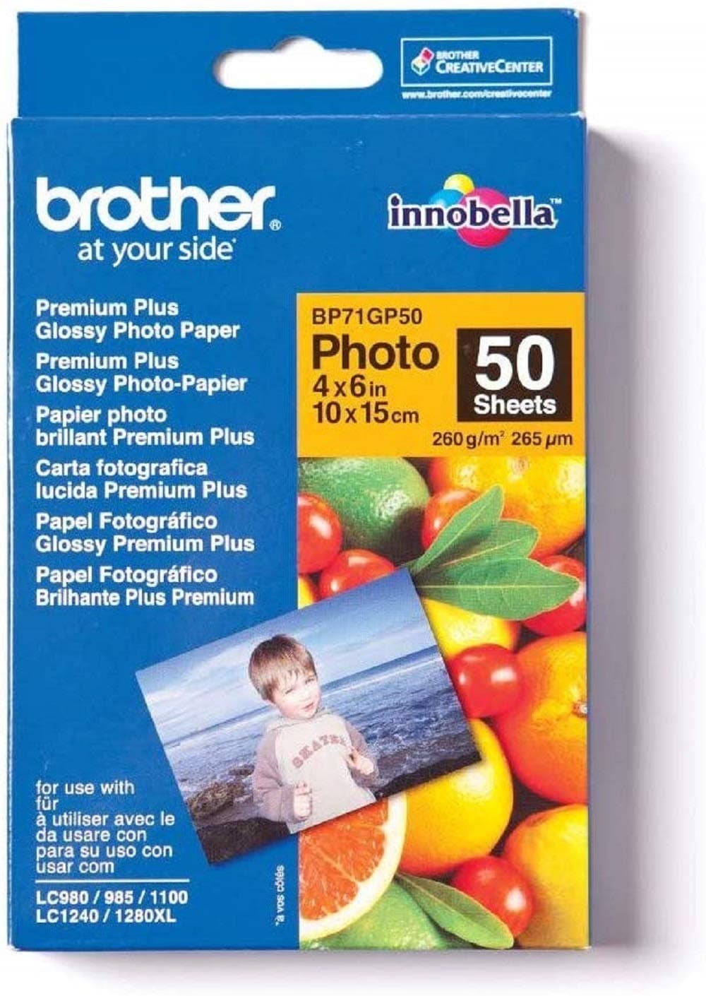 Brother BP71GP50 Premium Plus Glossy Photo Paper, A6 (4x6"), 50 Sheets