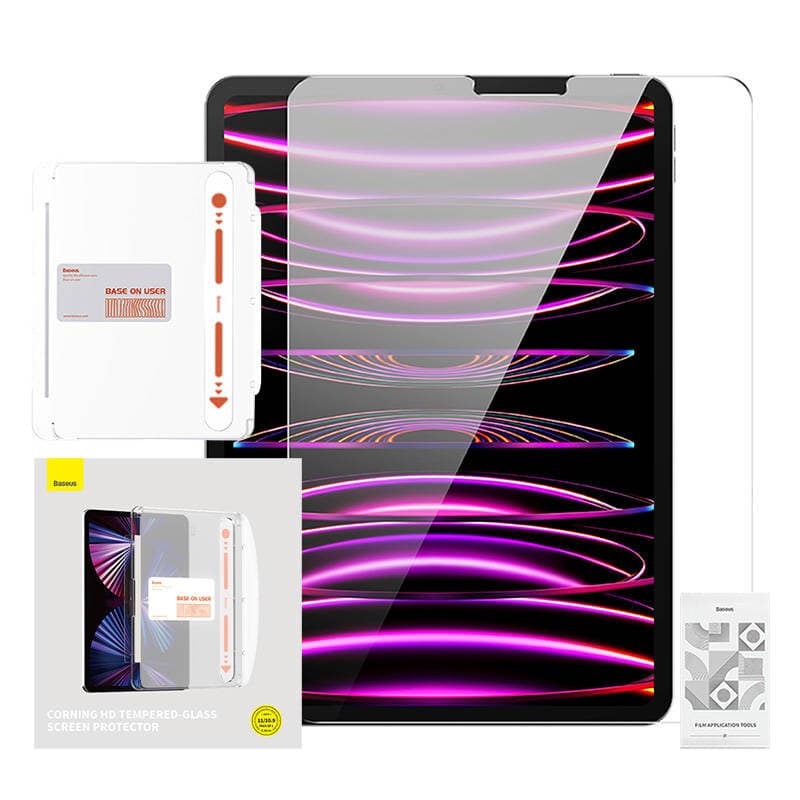 Калено стъклено защитно покритие за дисплея на iPad Pro 11 M2 (2022), iPad Pro 11 M1 (2021), iPad Pro 11 (2020), iPad Pro 11 (2018), iPad Air 5 (2022), iPad Air 4 (2020) - Baseus Corning HD Tempered Glass (P40012005201-03) (прозрачно)
