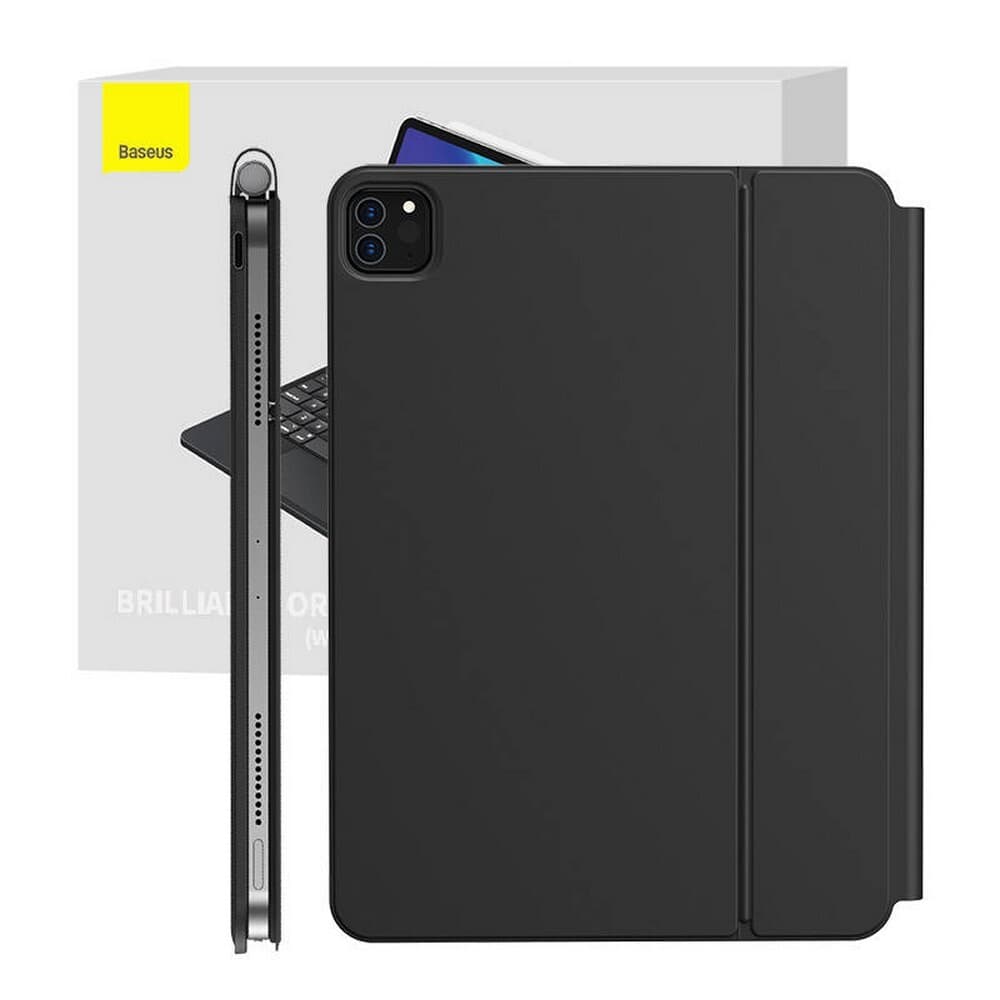 Полиуретанов калъф, клавиатура, тракпад и поставка за iPad Pro 12.9 M2 (2022) iPad Pro 12.9 M1 (2021), iPad Pro 12.9 (2020), iPad Pro 12.9 (2018) - Baseus Brilliance Pro Wireless Touchpad Keyboard Case Digital Display (ARJK010216) (черен)
