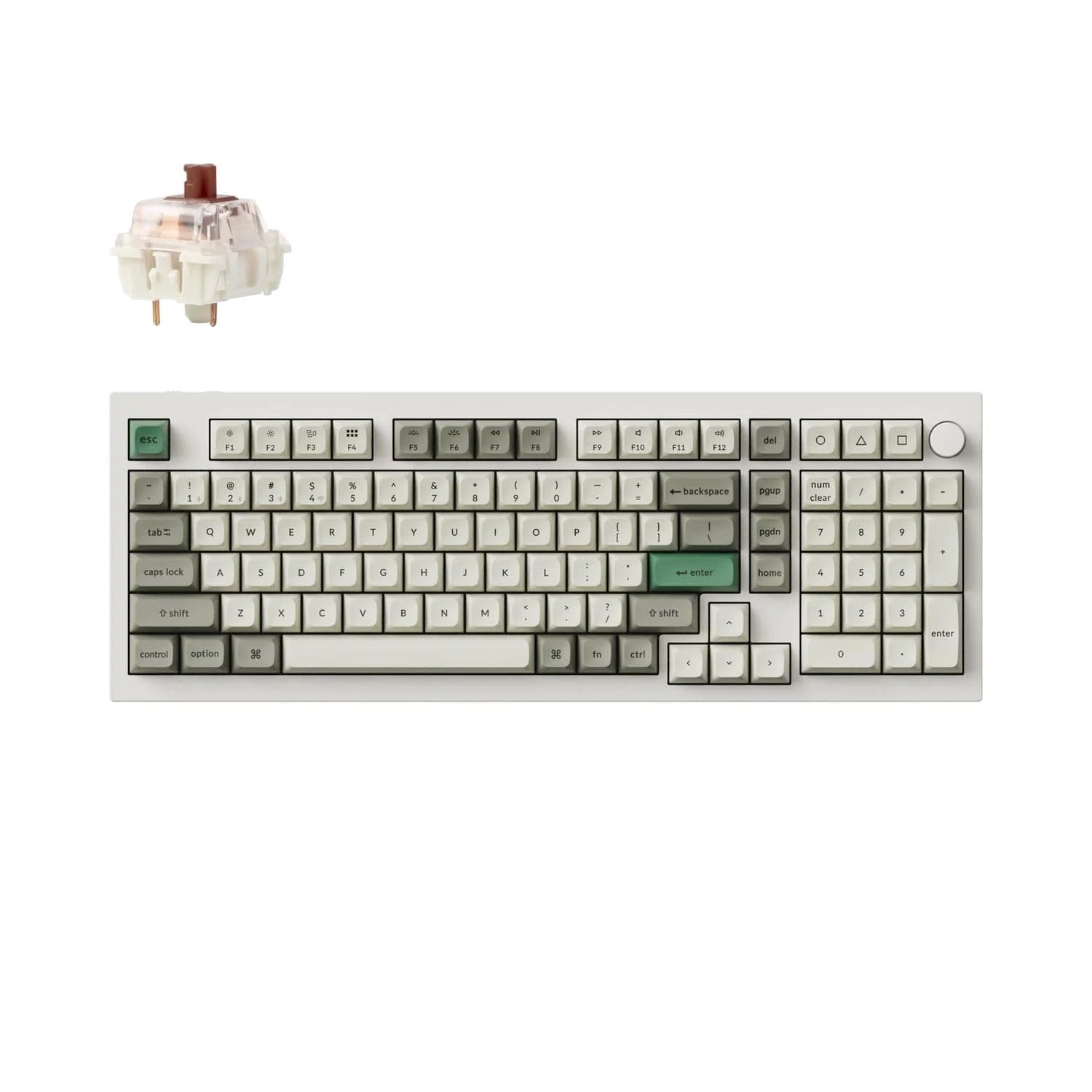 Клавиатура Keychron Q5 Max QMK (Q5M-P3), безжична/жична, механична, Gateron Jupiter Brown суич, гейминг, RGB подсветка, Hot-Swappable суичове, N-Key Rollover, бяла, Wireless, USB, Bluetooth