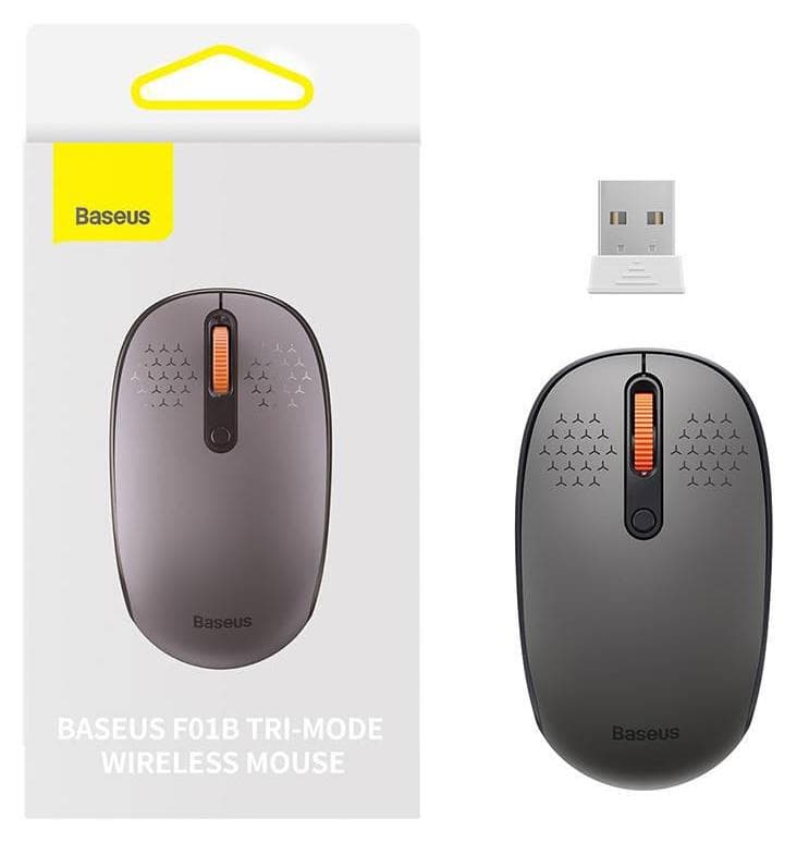 Ергономична безжична мишка (за Mac и PC) - Baseus F01B Tri-Mode Wireless Mouse (сив)