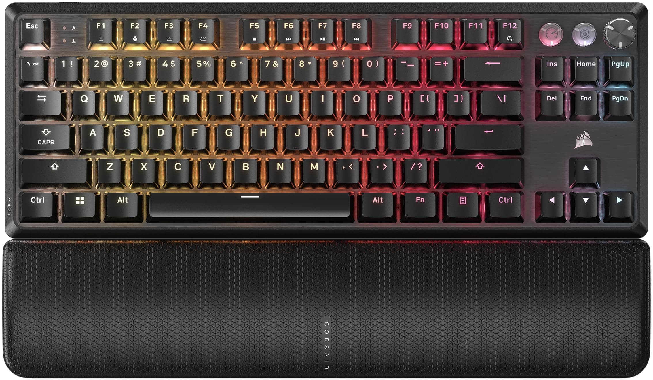 Клавиатура Corsair K70 PRO TKL, гейминг, механична, CORSAIR MGX V2 суичове, RGB подсветка, USB, черна