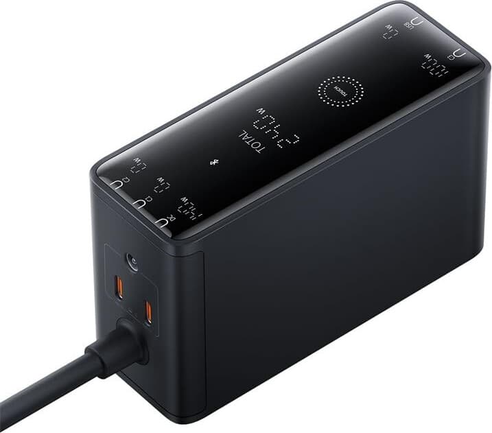 Захранване за ел. мрежа за лаптопи, смартфони и таблети с USB-A и 3xUSB-C изходи с технология за бързо зареждане (черен) - Baseus Digital Charger GaN 240W (P10163901113-00)