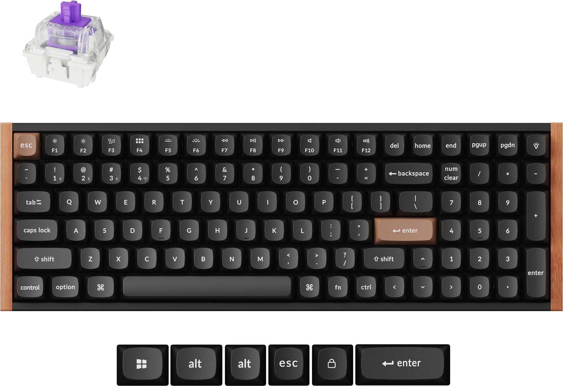 Клавиатура Keychron K4 HE Special Edition, жична/безжична, механична, Gateron Double-Rail Magnetic Nebula суичове, гейминг, RGB подсветка, черна, USB, Bluetooth