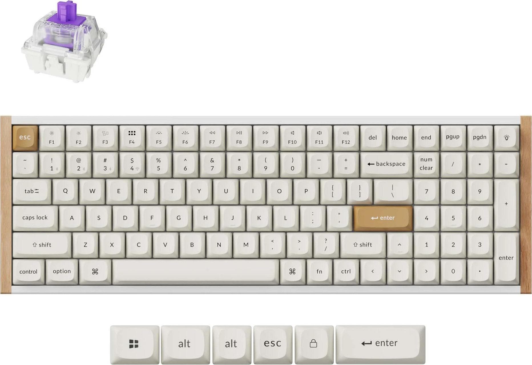 Клавиатура Keychron K4 HE Special Edition, жична/безжична, механична, Gateron Double-Rail Magnetic Nebula суичове, гейминг, RGB подсветка, бяла, USB, Bluetooth