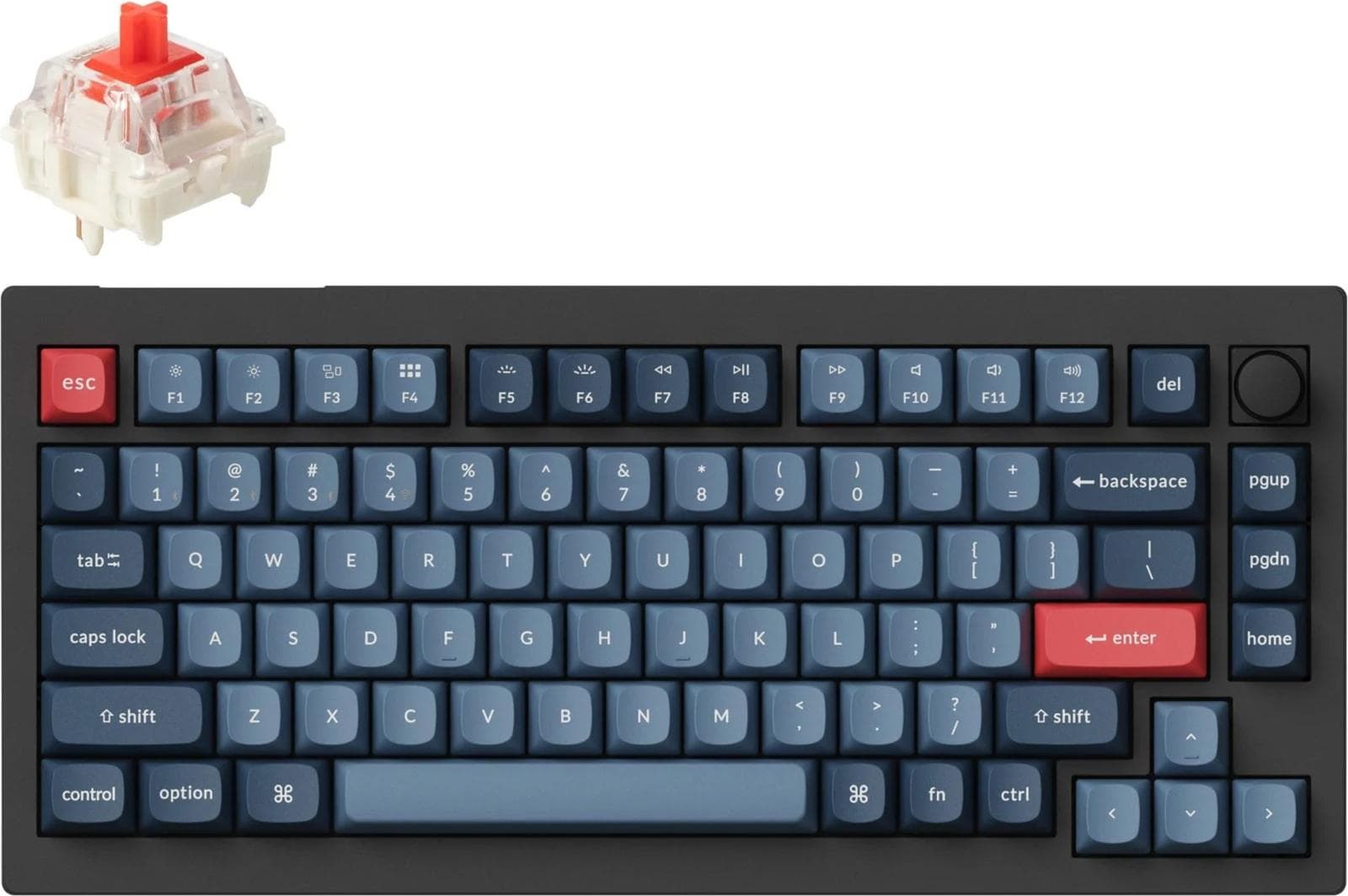 Клавиатура Keychron V1 Max QMK/VIA, жична/безжична, механична, Gateron Jupiter Red суичове, гейминг, RGB подсветка, черна, USB, Bluetooth