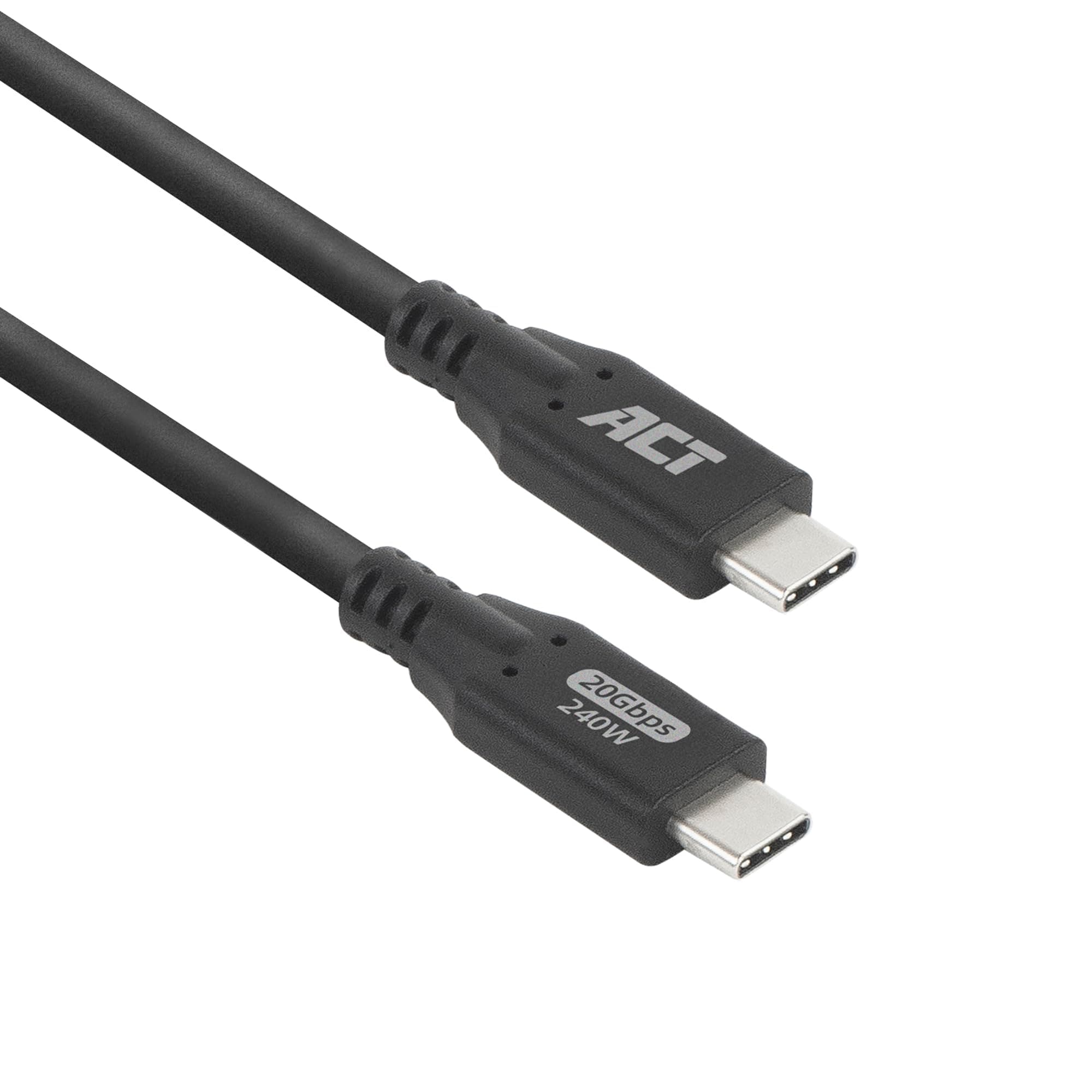 Кабел ACT AC7420, от USB C(м) към USB C(м), 0.5m, 240W, черен