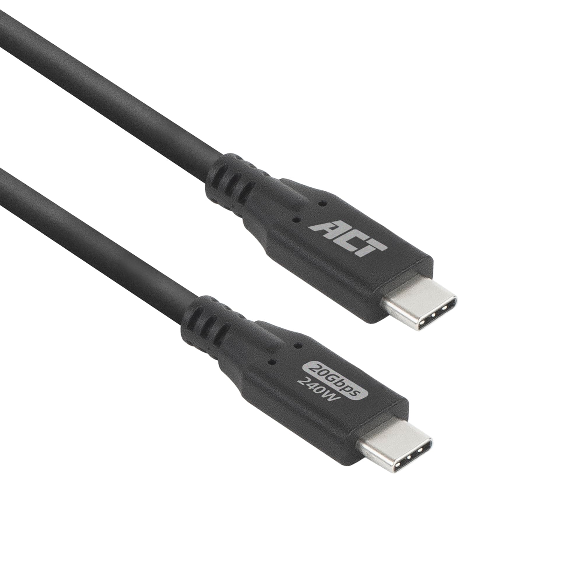 Кабел ACT AC7421, от USB C(м) към USB C(м), 1m, 240W, черен