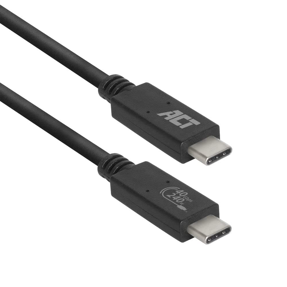 Кабел ACT AC7451, от USB C(м) към USB C(м), 0.8m, 240W, черен