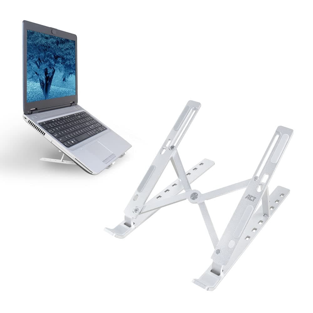 Стойка за лаптоп ACT AC8120, до 15.6"(39.62), регулируема, регулиране в 6 позиции, до 5kg товароносимост, бяла