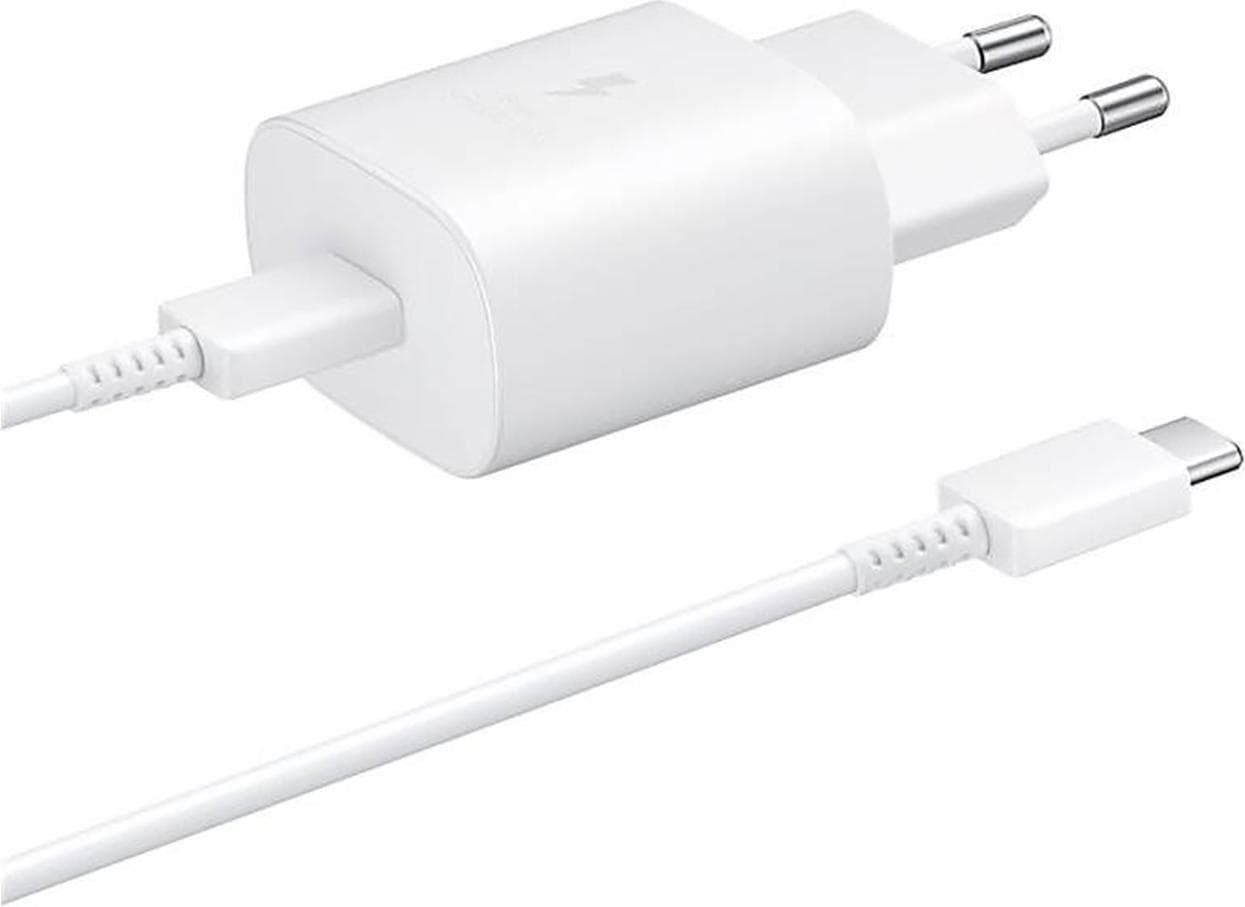 Комплект EP-TA800 захранване за ел. мрежа с USB-C изход и EP-DA705 USB-C кабел (бял) - Samsung Power Delivery 3.0 25W Wall Charger Set (bulk)