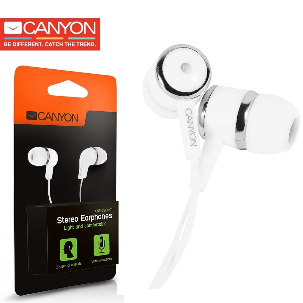Слушалки Canyon CNE-CEPM01W, микрофон, бели