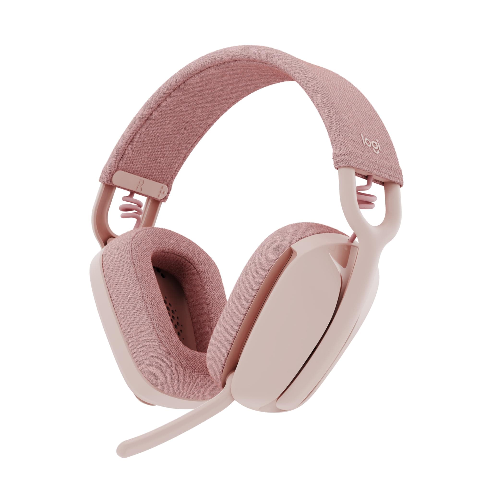 Слушалки Logitech Zone Vibe 100 Rose, безжични, Bluetooth 5.2, микрофон, до 20 часа време на работа, розови