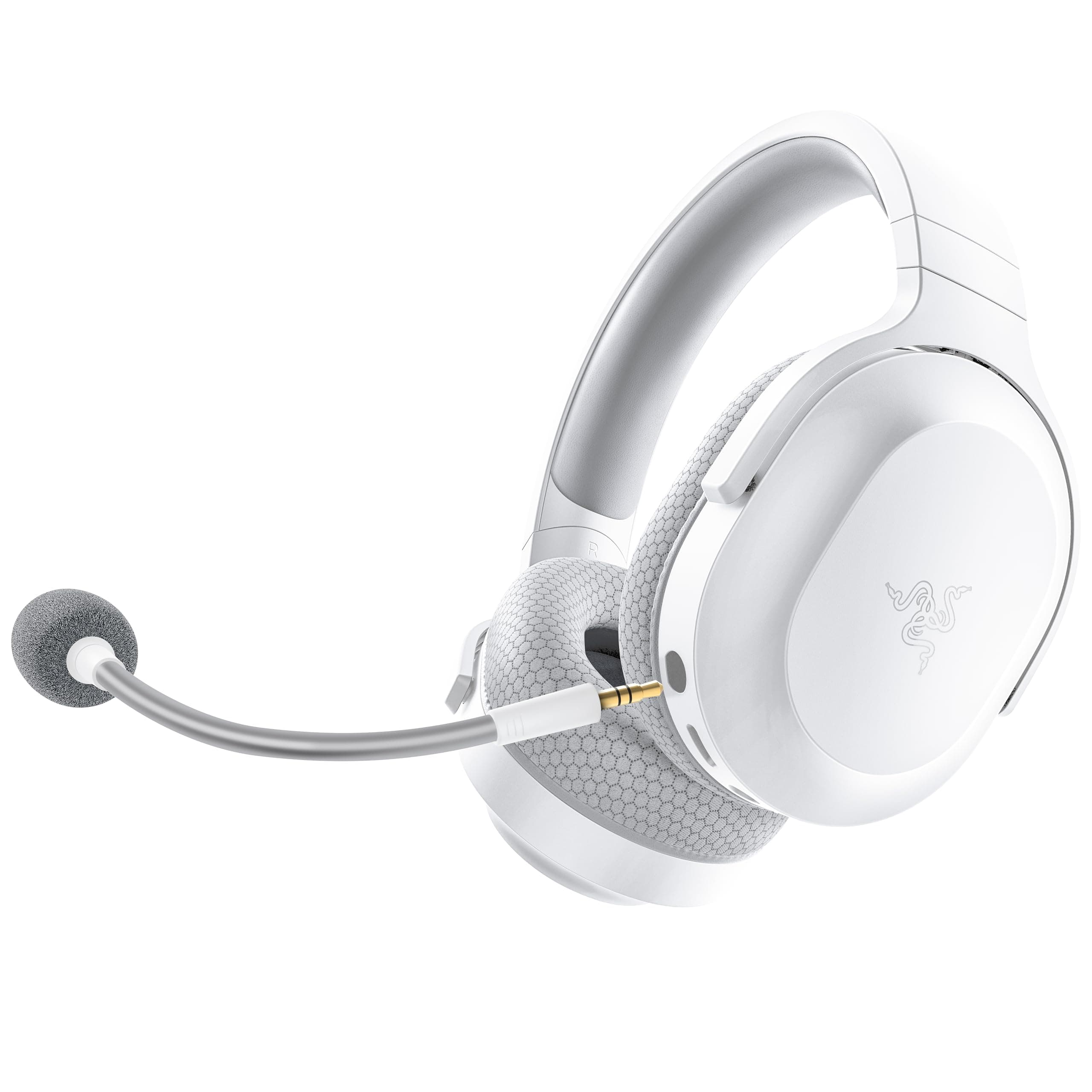 Слушалки Razer Barracuda X (2022) Mercury White, безжични, микрофон, 7.1. Surround, до 20 часа време на работа, 40mm драйвери, USB, AUX, бели