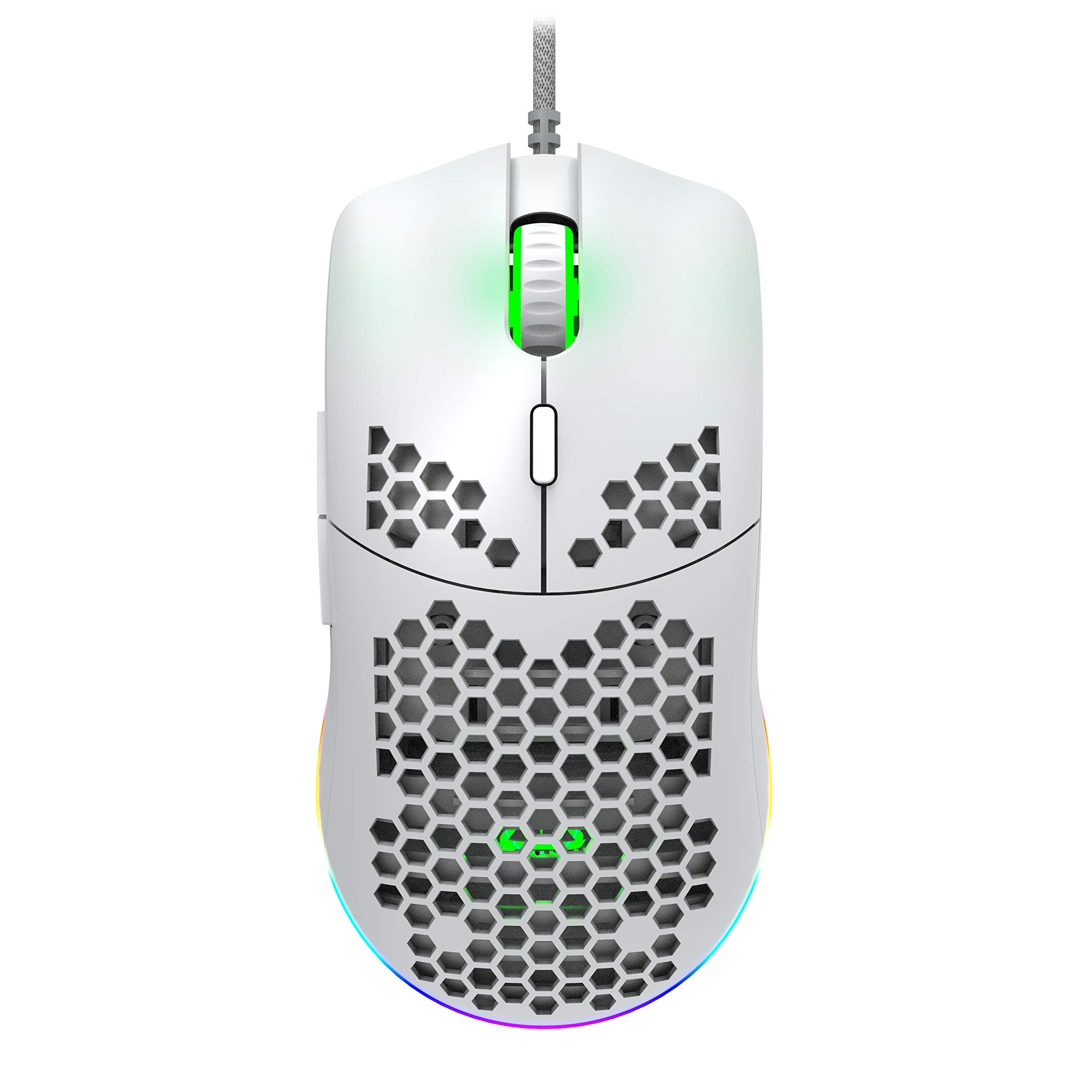 Мишка Canyon Puncher GM-11 (CND-SGM11W), оптична (3200 dpi), USB, бяла, гейминг, 7 програмируеми бутона, RGB подсветка