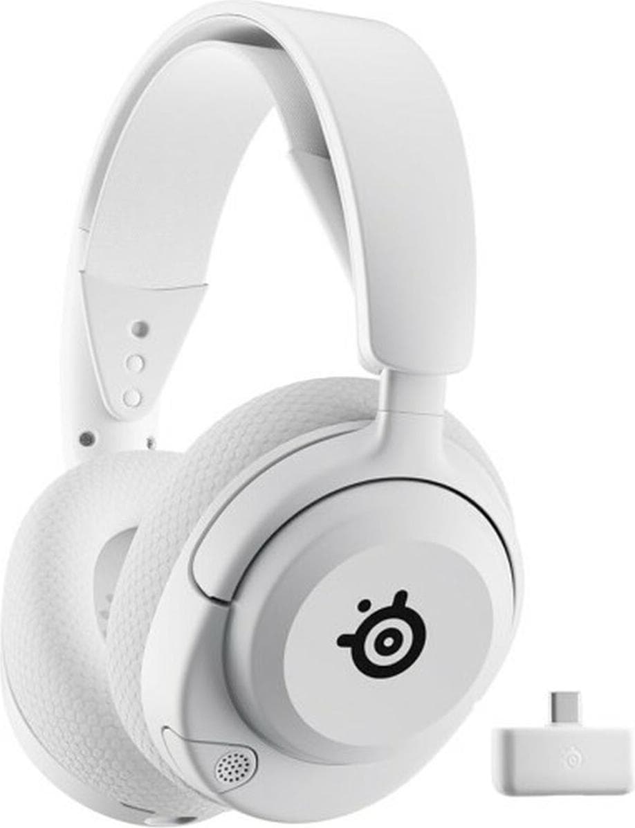 Слушалки SteelSeries Arctis Nova 5P, безжични, Bluetooth, USB-C, шумоподтискащ микрофон, гейминг, 360° Spatial Audio, до 60 часа време на работа, бели
