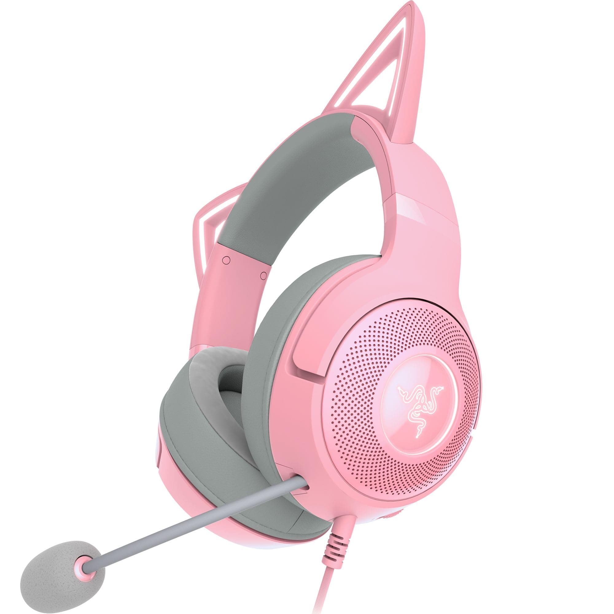 Слушалки Razer Kraken Kitty Edition V2 Quartz Ed. (RZ04-04730200-R3M1), микрофон, USB, гейминг, подсветка, розови